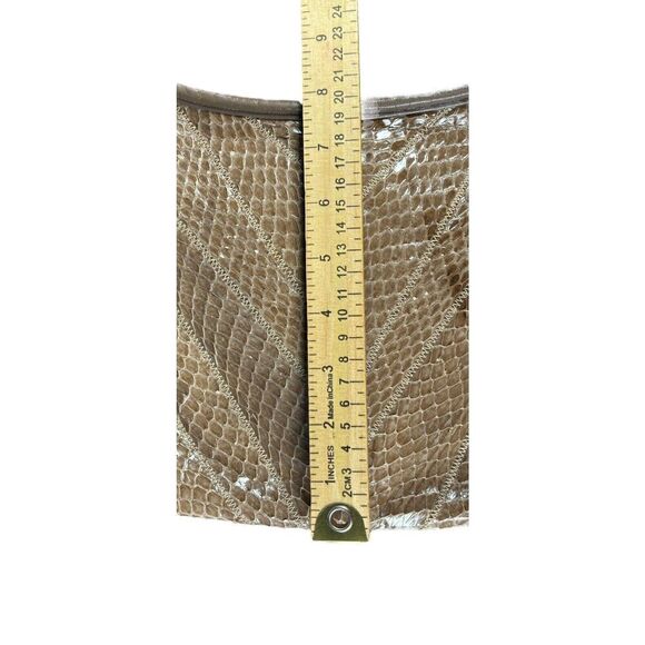 Vintage Venetto Purse Handbag Beige Leather Snake Skin Zip Closure Rare Classic - Picture 11 of 12